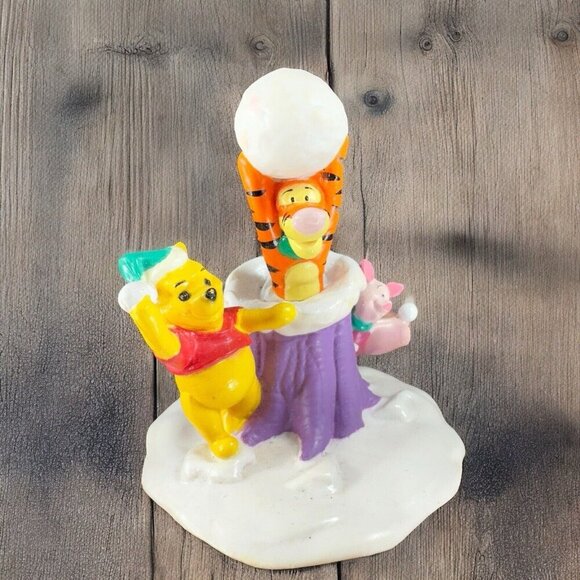 Disney Other - Tigger Pooh and Piglet Snowball Fight Cake Topper Figurine Vintage Hard Plastic